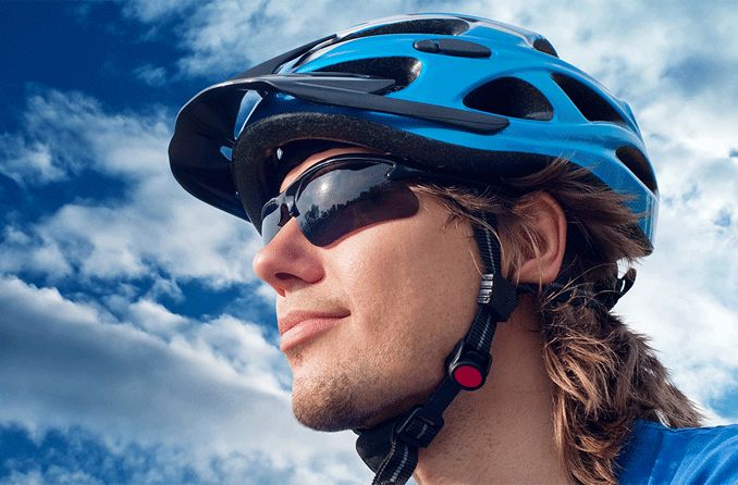 cyclist wearing sports sunglasses