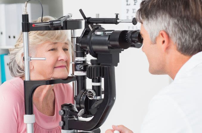 Woman receiving sight-saving eye examination