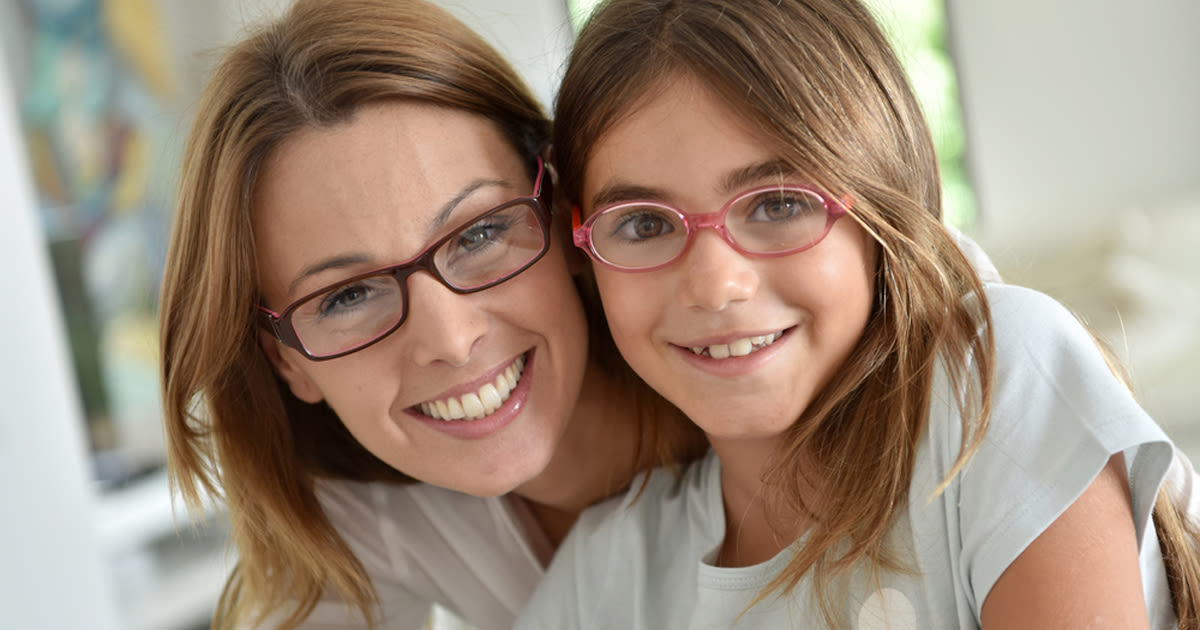 mother and daughter wearing glasses